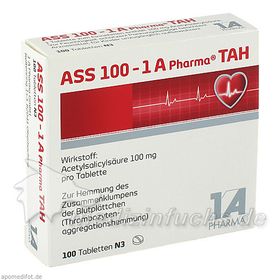 ASS 100 - 1 A Pharma TAH, 100 ST – PZN 6312077 из Германии