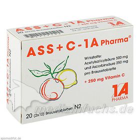 ASS + C - 1 A Pharma, 20 ST – PZN 6312108 из Германии