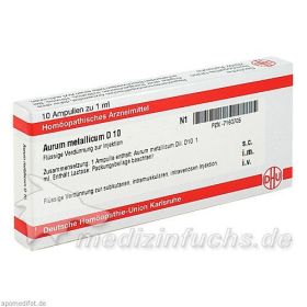 AURUM METALLICUM D 10 Ampullen, 10X1 ML – PZN 7160706 из Германии