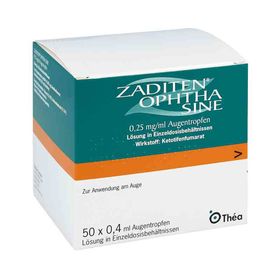 ZADITEN ophtha sine 0,25mg/ml Augentropfen (50 stk) – PZN 1478318 из Германии