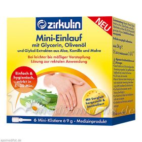 ZIRKULIN Mini-Einlauf mit Glyzerin Klistiere, 6X9 G – PZN 11544312 из Германии