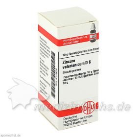ZINCUM VALERIANICUM D 6 Globuli, 10 G – PZN 3117949 из Германии