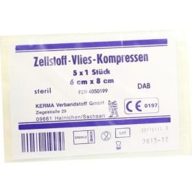 ZELLSTOFF VLIES KOMPRESSEN 6x8 cm steril, 5X1 ST – PZN 4050199 из Германии