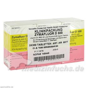 ZYMAFLUOR D 500 Tabletten, 3X300 ST – PZN 4403019 из Германии