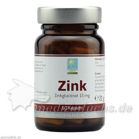 ZINK 15 mg Gluconat Kapseln, 60 ST – PZN 4870353 из Германии