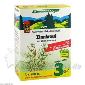 ZINNKRAUT SAFT Schoenenberger Heilpflanzens, 3X200 ML – PZN 700298 из Германии