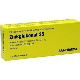 ZINKGLUKONAT 25 Tabletten, 20 ST – PZN 9643099 из Германии