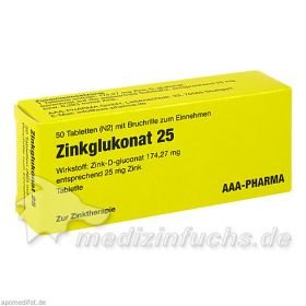 ZINKGLUKONAT 25 Tabletten, 50 ST – PZN 9643107 из Германии