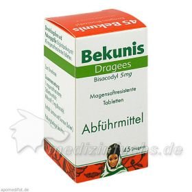 BEKUNIS DRAGEES BISACODYL 5mg, 45 ST – PZN 4512010 из Германии