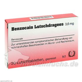 Benzocain Lutschdragees, 20 ST – PZN 6416799 из Германии