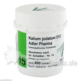 Biochemie Adler 15 Kalium Jodatum D12 Adler Pharma, 400 ST – PZN 2730228 из Германии