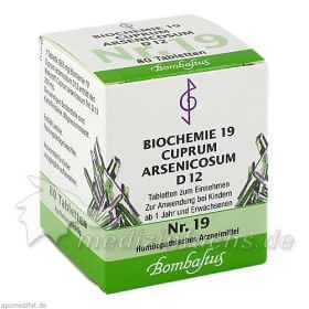 Biochemie 19 Cuprum arsenicosum D12, 80 ST – PZN 4325087 из Германии