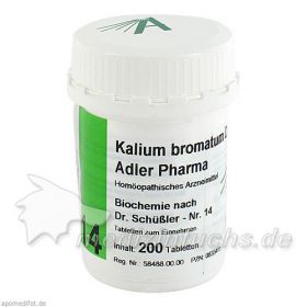Biochemie Adler 14 Kalium Bromatum D12 Adler Pharm, 200 ST – PZN 833415 из Германии