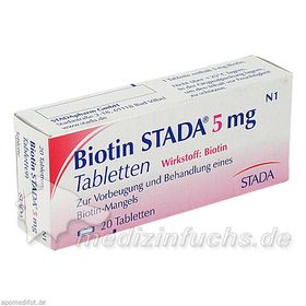 Biotin STADA 5mg Tabletten, 20 ST – PZN 1328553 из Германии