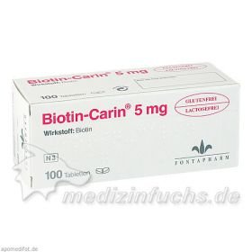 Biotin Carin 5mg Lactose-Glutenfrei, 100 ST – PZN 993805 из Германии